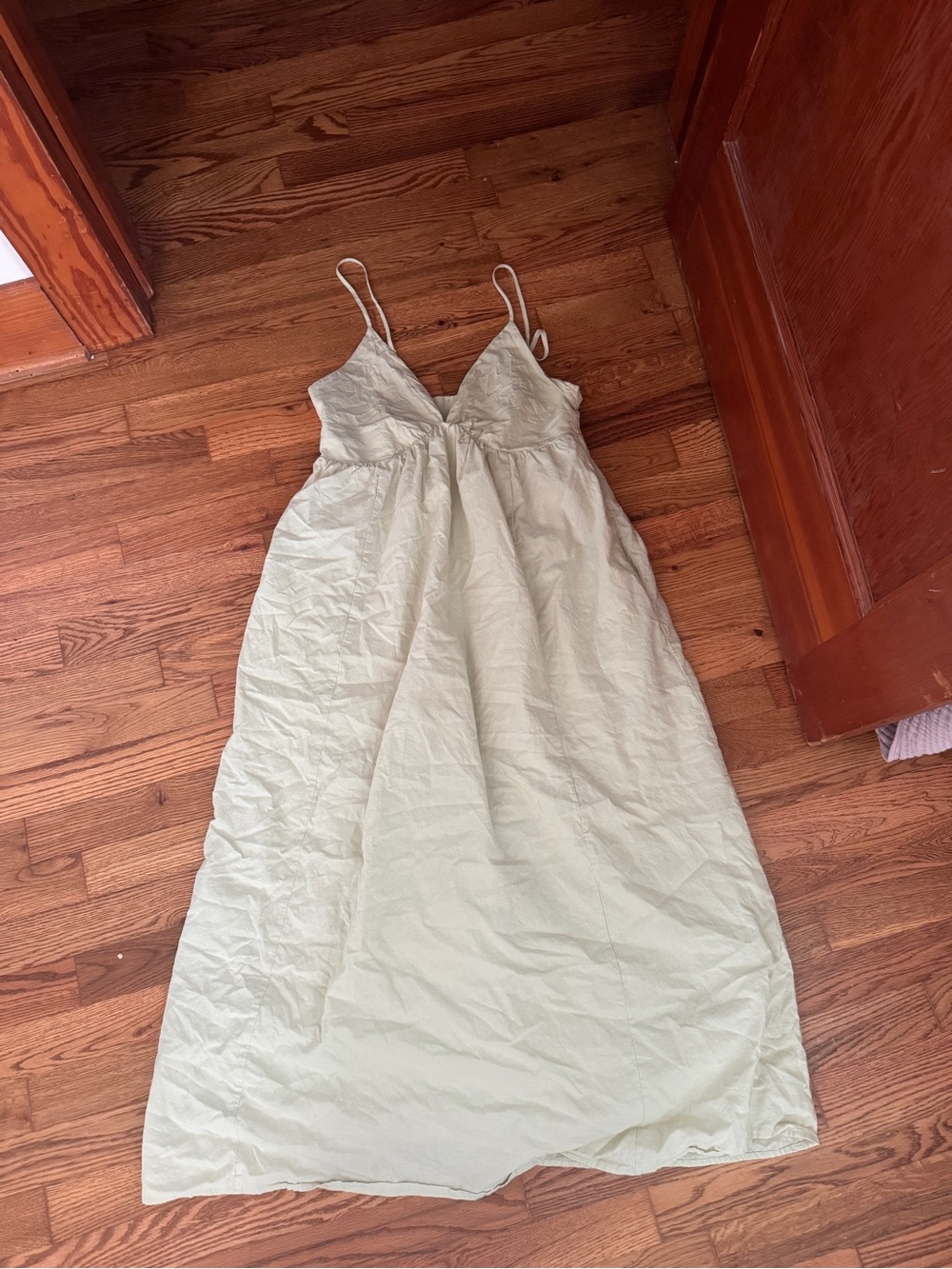 Crescent Light Sage Spaghetti Strap Maxi Dress